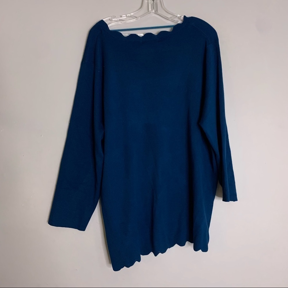 Cable & Gauge scalloped trim blue pullover top plus size 3X New with tags women - Picture 5 of 6